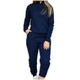 thumbnail image 1 of Efsteb 2 Piece Outfits For Women Long Sleeve Zipper Jacket Sweatsuits Casual Tracksuit Sets Workout Jogging Suits (Blue,S), 1 of 4