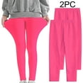 thumbnail image 1 of Efsteb 2PC Girls Leggings Kids Solid Color Leggings Toddler Stretchy Tights Pants for Kids Casual Slim Pants (Hot Pink,5 Years), 1 of 8