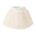 thumbnail image 1 of Efsteb 3-14 Years Skirts for Kids Girls Toddler Tutu Skirt Layered Tulle Dance Skirt Princess Party Skirts for Girls Performance (Beige,7 Years), 1 of 8