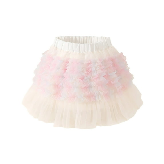 Efsteb 3-14 Years Skirts for Kids Girls Toddler Tutu Skirt Layered Tulle Dance Skirt Princess Party Skirts for Girls Performance (Multicolor,7 Years)