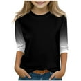 thumbnail image 1 of Efsteb 3/4 Sleeve Shirts for Girls Casual Dressy Round Neck T Tshirt Fashion Patchwork Comfy Tunic Tops (Black,13 Years), 1 of 7
