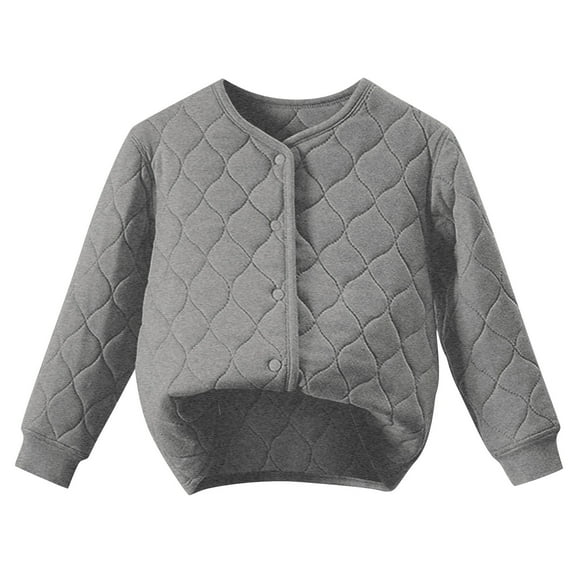 Efsteb 4-16 Years Girls Winter Coat Kids Button Thickened Warm Coat Long Sleeve Casual Jackets (Gray,4 Years)
