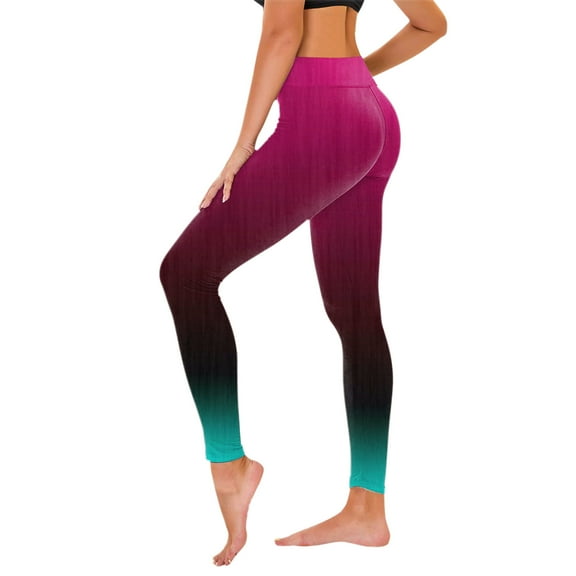 Efsteb Athletic Leggings for Women High Waist Running Gym Sports Stretch Yoga Pants Gradient Color Tight Fitness Pants for Women Leggings Pants Hot Pink XL