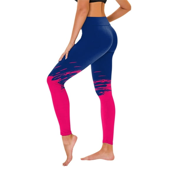 Efsteb Athletic Leggings for Women High Waist Yoga Pants Fitness Pants for Women Gradient Color Tight Stretch Running Gym Sports Leggings Trousers Blue M