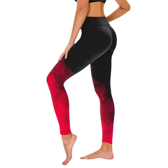 Efsteb Athletic Leggings for Women High Waist Yoga Pants Fitness Pants for Women Gradient Color Tight Stretch Running Gym Sports Leggings Trousers Black S