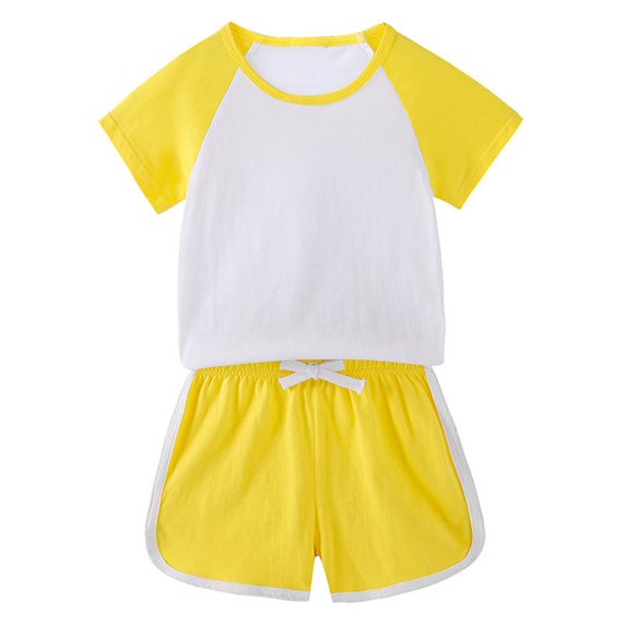 Efsteb Baby Boy Clothes Newborn Infant Toddler Boys Clothes Sets Short Sleeve Solid Color Tops Solid Color Shorts Casual Suit Pocket (Z_Yellow,8-9 Years)