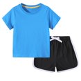 thumbnail image 1 of Efsteb Baby Boy Clothes Newborn Infant Toddler Boys Clothes Sets Short Sleeve Solid Color Tops Solid Color Shorts Casual Suit Pocket (Z01_Blue,7-8 Years), 1 of 4
