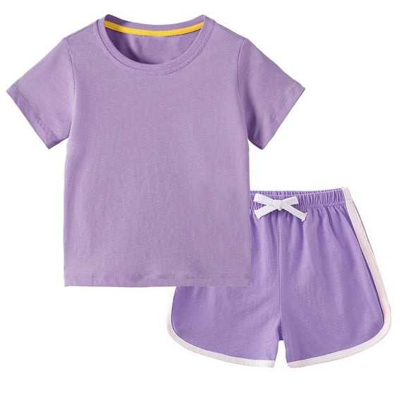 Efsteb Baby Boy Clothes Newborn Infant Toddler Boys Clothes Sets Short Sleeve Solid Color Tops Solid Color Shorts Casual Suit Pocket (Z02_Purple,5-6 Years)