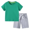 thumbnail image 1 of Efsteb Baby Boy Clothes Newborn Infant Toddler Boys Clothes Sets Short Sleeve Solid Color Tops Solid Color Shorts Casual Suit Pocket (Z03_Green,7-8 Years), 1 of 4