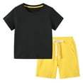 thumbnail image 1 of Efsteb Baby Boy Clothes Newborn Infant Toddler Boys Clothes Sets Short Sleeve Solid Color Tops Solid Color Shorts Casual Suit Pocket (Z03_Yellow,7-8 Years), 1 of 4