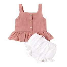 Efsteb Baby Girl Clothes Clearance Newborn Infants Toddler Baby Girls Clothing Sets Fashion Round Neck Sleeveless Ruffled Plaid Tops Bow Solid Color Skirt 2pcs Summer Outfits Purple 3 6 Months Walmart...