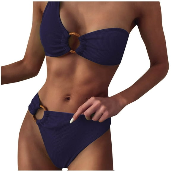 Efsteb Bathing Suit for Women 2 Piece Bikini Fashion Solid Color Bathing Suits Two Piece Swim Suit Backless Bikini Sets Swimwear (Purple,S)