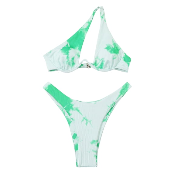 Efsteb Bathing Suit for Women 2 Piece Bikini Two Piece Swim Suit Bathing Suits Comfortable Bikini Sets Print Fashion Swimwear (Green,M)