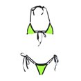 thumbnail image 1 of Efsteb Bikini Sets for Women Halter Bandage Backless Split Swimsuit Bikini Sets Solid Color Fashion Two Piece Swim Suit Bathing Suits Swimwear (Green,Free Size), 1 of 3