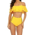 thumbnail image 1 of Efsteb Bikini Sets for Women Two Piece Swimsuits Bikini Summer Halter k Bathing Suit High Waist Solid Color Beach Swimwear (Yellow,M), 1 of 3