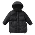 thumbnail image 1 of Efsteb Boy Winter Coat Hooded Warm Coat Long Sleeve Soft Winter Down Jacket Solid with Pockets Comfy Outdoor Outerwear (Black,12-13 Years), 1 of 4