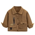thumbnail image 1 of Efsteb Boys Denim Jacket Long Sleeve Lapel Button Denim Coats Casual Comfy Jacket Solid Color Coat (Khaki,2 Years), 1 of 7