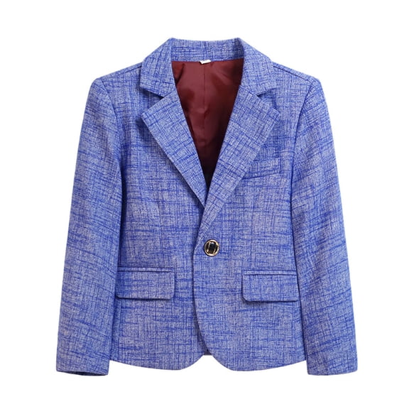 Efsteb Boys Fashion Blazers Casual Jackets Coat Casual Button Long Sleeve Lapel Suit Jackets (Blue,7-8 Years)