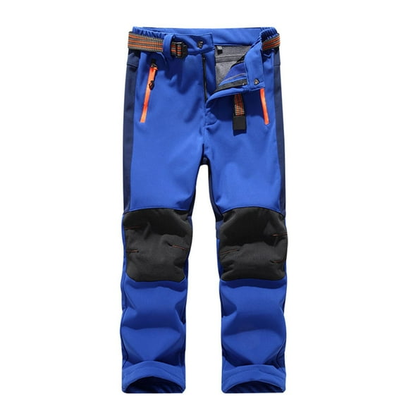 Efsteb Boys Girls Snow Pants Waterproof Hiking Ski Snow Pants Elastic Waist Warm Insulated Pants (Dark Blue,7-8Years)