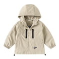 thumbnail image 1 of Efsteb Boys Jacket Windbreaker Jacket Casual Comfy Zip Up Hoodie Coat Fall Spring Jackets for Kids (Khaki,9 Years), 1 of 3