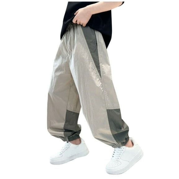 Efsteb Boys Sweatpants Boys Jogger Pants Loose Work Out Athletic Running Thin Straight Leg Sweatpants (Gray,11 Years)