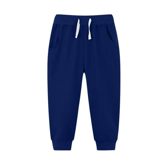 Efsteb Boys Sweatpants Toddler Joggers Sweatpants Elastic Waist Sweat Pants Casual Athletic Pants with Pockets (Navy,4 Years)