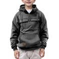 thumbnail image 1 of Efsteb Boys Sweatshirts Comfy Half Zip Hooded Sweatshirt Drawstring Long Sleeve Tops Cute Tops Solid Color Loose Fashion Casual Pullover (Dark Gray,7 Years), 1 of 7