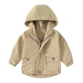 thumbnail image 1 of Efsteb Boys Winter Coat Fall Fashion Windbreaker Jacket Long Sleeve Zip Up Hooded Coat Casual Spring Jackets (Khaki,9 Years), 1 of 3