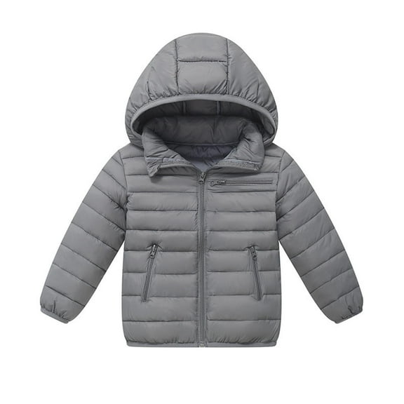Efsteb Boys Winter Coat Puffer Jacket Hooded Zip Outwear Long Sleeve Down Coat Winter Warm Jackets (Gray,12 Years)