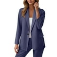 thumbnail image 1 of Efsteb Business Casual Outfits for Women Plus Size Blazers Sets Work Office Long Sleeve Button Cardigan Blazer Jacket Long Pants Suit Set (Navy,L), 1 of 8