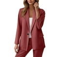 thumbnail image 1 of Efsteb Business Casual Outfits for Women Plus Size Blazers Sets Work Office Long Sleeve Button Cardigan Blazer Jacket Long Pants Suit Set (Wine,XXXL), 1 of 8