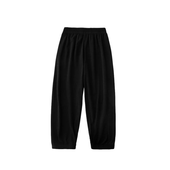 Efsteb Child Kids Boys Girls Elastic Waist Thin Pants Casual Solid Color Loose Soft Pants Trousers (Black,4 Years)