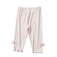thumbnail image 1 of Efsteb Children's Kids Girls Pants Slim Thin Elastic Outer Pants With Bow Tie Solid Color Casual Soft Comfy Pant (Pink,11 Years), 1 of 4
