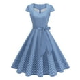 thumbnail image 1 of Efsteb Cocktail Dresses For Women 1950s Vintage Dresses Short Sleeve Sweetheart Neckline Polka Dots Dress Party Swing Dress (Blue,XL), 1 of 2
