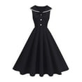 thumbnail image 1 of Efsteb Cocktail Dresses For Women Vintage 1950s Elegant Dresses Doll Collar Sleeveless Swing A-Line Wedding Guest Dress Tea Party Gown (Black,XXL), 1 of 3