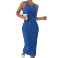 thumbnail image 1 of Efsteb Cocktail Dresses for Women Solid Color Crew Neck Sleeveless Sweater Dress Halter Ribbed Knit Dress Summer Tank Maxi Dresses Wrap Bodycon Dresses for Daily ,Size:S, 1 of 6