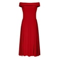 thumbnail image 1 of Efsteb Cocktail Dresses for Women Off Shoulder Pleated A Line Swing Midi Dress Elegant Formal Wedding Guest Evening Party Gown （Red，XXL）, 1 of 4