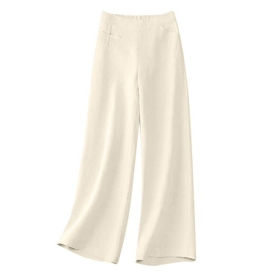 Efsteb Dress Pants Women High Waist Baggy Pants Business Casual Pants for Women Casual Wide leg Pants Solid Color Trousers Pants for Women Loose Pants for Women Comfortable Trousers Beige XXL