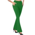 thumbnail image 1 of Efsteb Dress Pants Women High Waisted With Pockets Stretchy Business Casual Dress Pant Solid Color Bootcut Pants (Z01_Green,S), 1 of 6