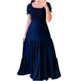 thumbnail image 1 of Efsteb Dresses for Women Short Sleeve Fashion Solid Color Puff Sleeve Square Neck Boho Maxi Dress Vintage Tiered Pleated Dresses Long Sundresses Crew Neck Women Dress ,Size:14, 1 of 2