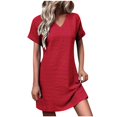 thumbnail image 1 of Efsteb Dresses for Women 2025 V-Neck Loose Dress Short Sleeve Casual Sundresses Comfy Fashion Classic Solid Color Loose Sundresses for Women (Red,M), 1 of 6
