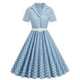 thumbnail image 1 of Efsteb Dresses for Women Elegant Dress Spring V-Neck Solid Color Short Sleeve Fashion Loose Polka Dots Ruched Vintage Party Dress ,Size:10, 1 of 7