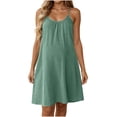 thumbnail image 1 of Efsteb Dresses for Women Sleeveless Spaghetti Strap Casual Mini Sundress Lightweight Round Neck Loose Flowy Dress for Summer Beach (Green,S), 1 of 7