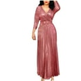 thumbnail image 1 of Efsteb Elegant Cocktail Dresses for Women V Neck Pleated Long Sleeve Casual Long Dress Prom Wedding Swing Long Dresses (Red,S), 1 of 6