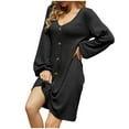 thumbnail image 1 of Efsteb Fall Dresses for Women 2025 Casual Button V Neck Sweater Dresses Trendy Long Sleeve Daily Dress (Black,M), 1 of 4