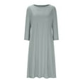 thumbnail image 1 of Efsteb Fall Fashion 2025 Plus Size Spring Dress for Women Mid Sleeve Round Neck A-Line Dress Casual Pleated Dresses (Gray,XXXL), 1 of 5