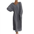 thumbnail image 1 of Efsteb Fall Fashion 2025 Sweater Dress for Women Long Sleeve V Neck Casual Winter Hooded Dress Loose Ribbed Knit Pullover Sweater Maxi Dress (Gray,Free Size), 1 of 8