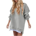 thumbnail image 1 of Efsteb Fall Sweatshirts Dresses for Women Side Slits Zipper Oversized Sweatshirt Dress Trendy Long Sleeve Pullover Dress (Gray,M), 1 of 8