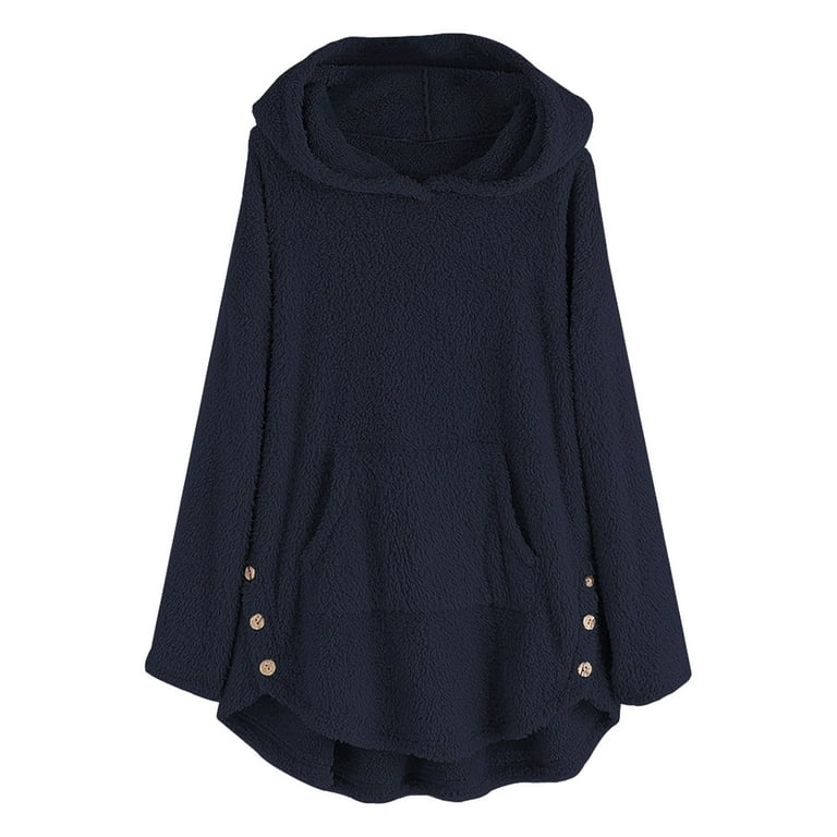 Irregular Solid Color Plus Velvet Long-Sleeved Sweatshirt