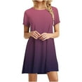 thumbnail image 1 of Efsteb Fashion Dresses for Women 2026 Spring Crew Neck Gradient Loose Fit Ruched Dress Short Sleeve Resort Dress Casual ,Size:M, 1 of 6